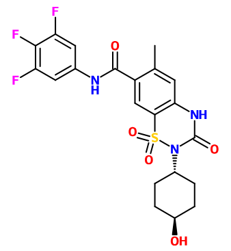 (image for) MC025108 trans-2-(4-Hydroxyclohexyl)-6-methyl-3-oxo-N-(3,4,5-trifluorophenyl)-3,4-dihydro-2H-benzo[e][1,2,4]thiadiazine-7-carboxamide1,1-dioxide